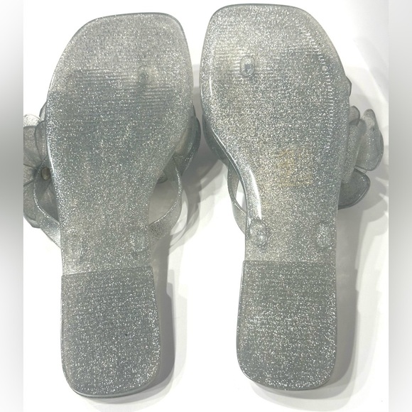 Jeffrey Campbell Fleuris Jelly Flip Flop Thong Sandals Size 8 Silver Glitter New - Picture 8 of 11